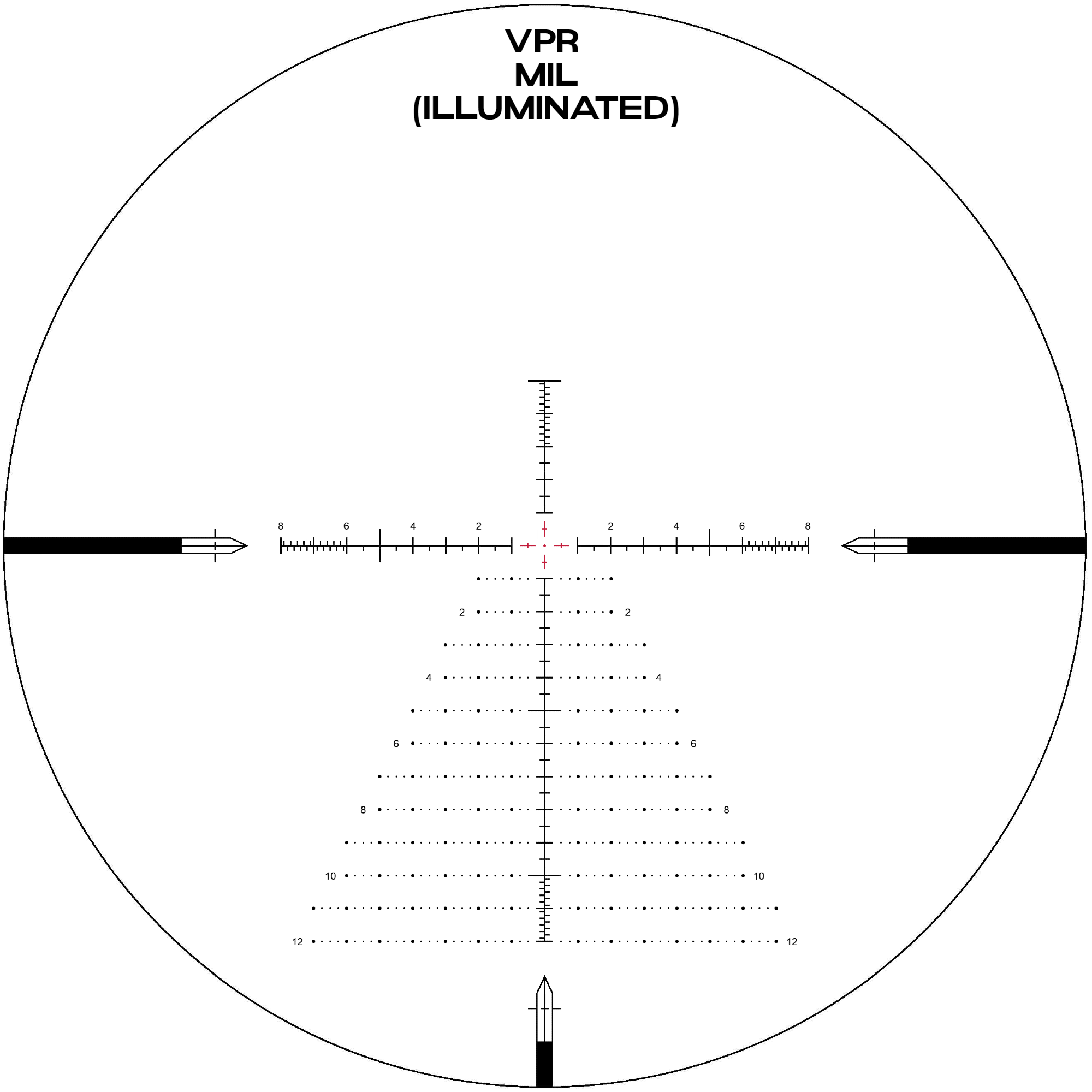 Arken EP-5 7-35X56 FFP MIL reticle diagram showcasing VPR MIL illuminated sight.