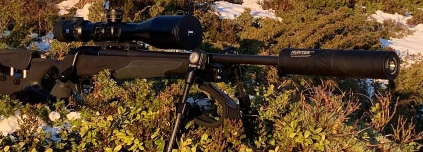 Rifle with salamandertactical's blaser adapter for valhalla bipod in nature