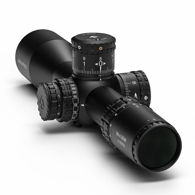 Arken EPL4 4-16x44 FFP MIL Rifle Scope showcasing precision design and adjustment features.