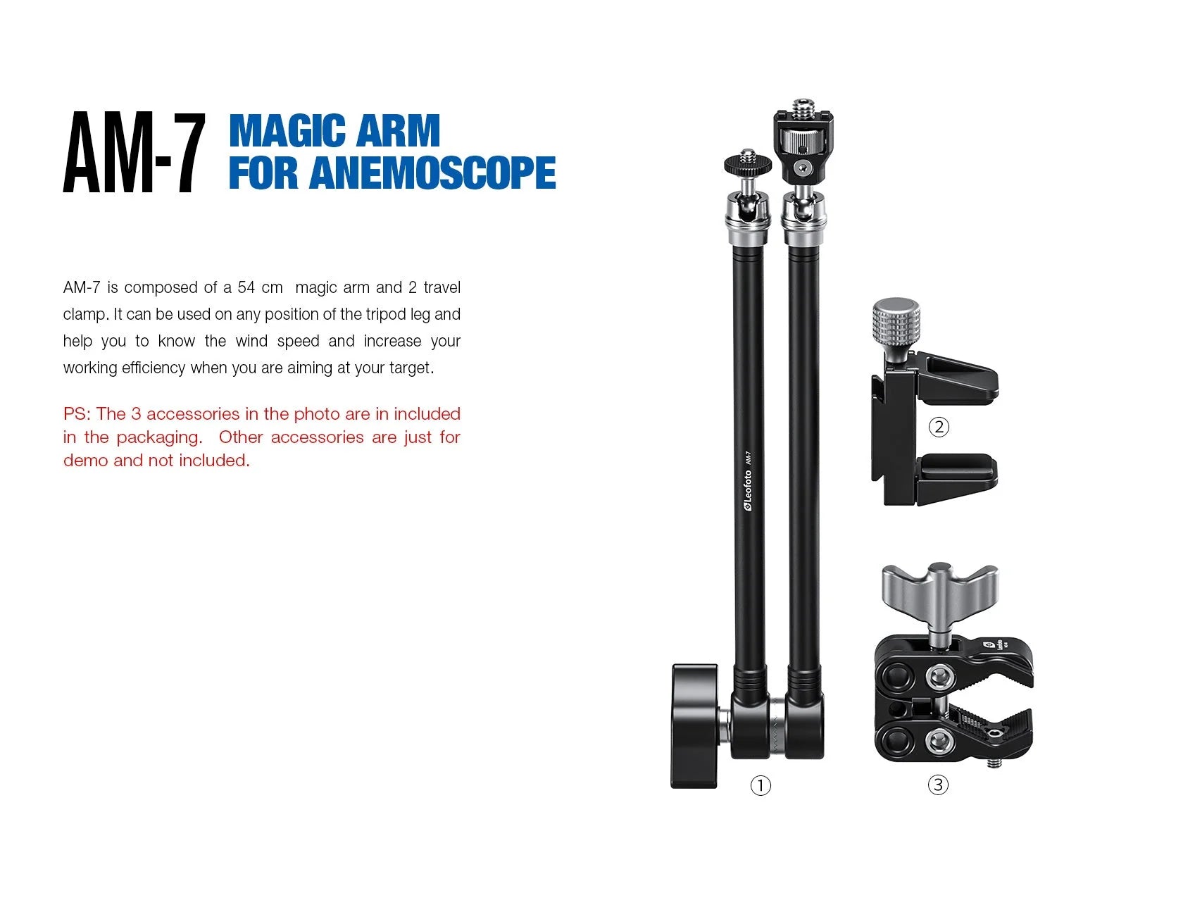 Чарівна рука Leofoto AM-7 + затискач MC-60 + комплект затискачів GMC-01 для метеоролога Kestrel