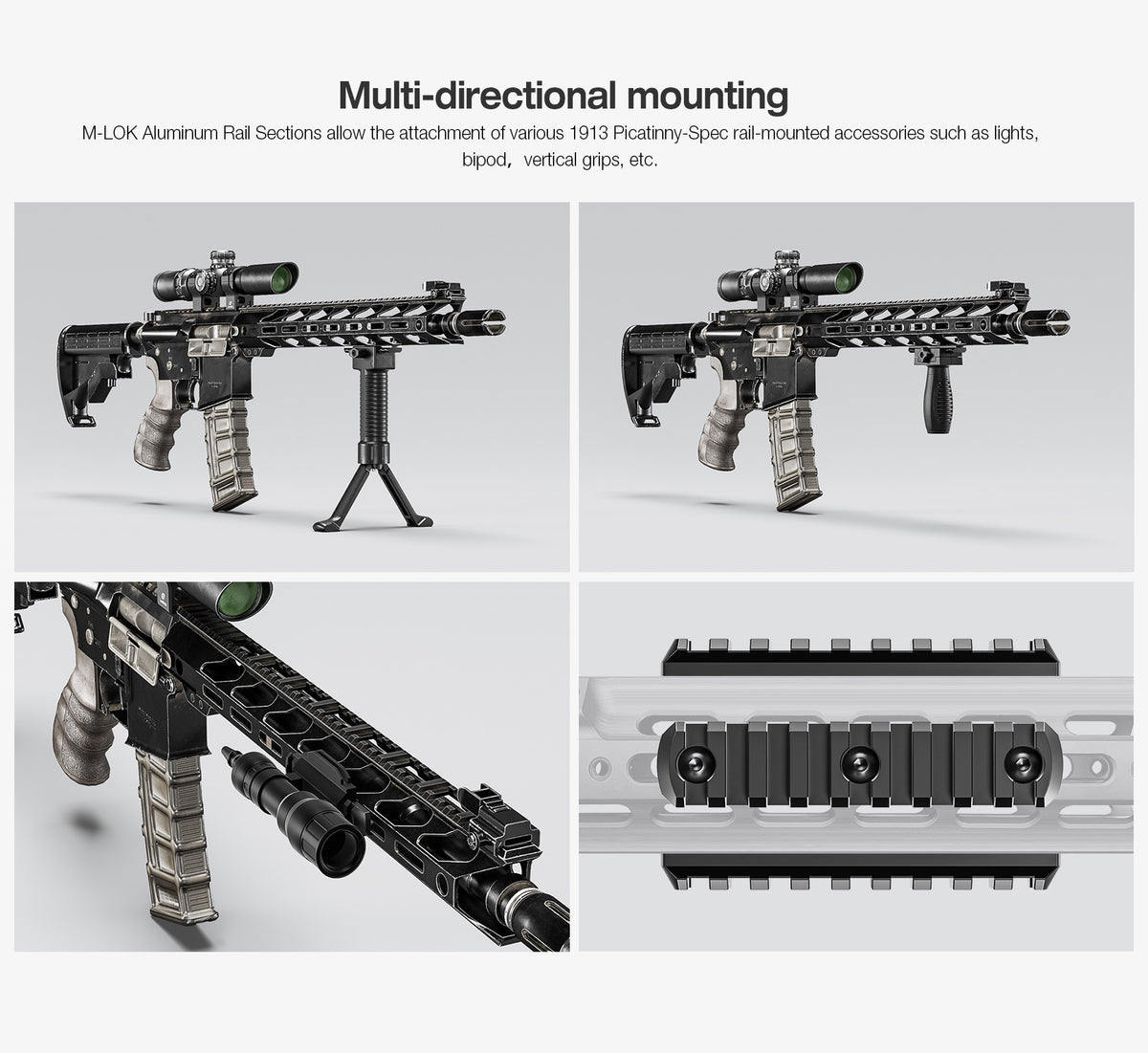 Leofoto MLP M-LOK to Picatinny rail mounted on a rifle handguard